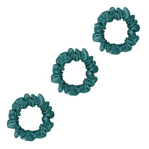 3 Pack Premium Small Mulberry Silk Scrunchies - Emerald