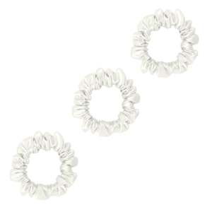 3 Pack Premium Small Mulberry Silk Scrunchies - White