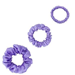 Silk Scrunchies Trio - Lavender - Mini, Small, Medium