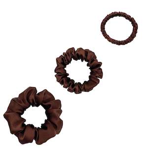 Clothing: Silk Scrunchies Trio - Chocolate - Mini, Small, Medium