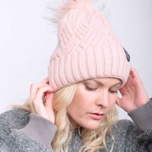 Clothing: Mulberry Silk-Lined Cashmere Beanie Hat With Removable Pom Pom - Pink