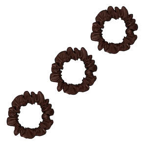 3 Pack Premium Small Mulberry Silk Scrunchies - Chocolate