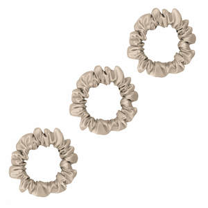 3 Pack Premium Small Mulberry Silk Scrunchies - Champagne Gold