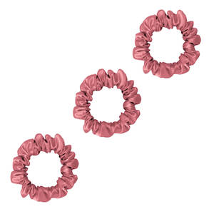 3 Pack Premium Small Mulberry Silk Scrunchies - Raspberry