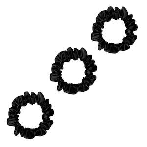 3 Pack Premium Small Mulberry Silk Scrunchies - Black