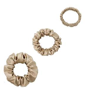 Silk Scrunchies Trio - Champagne Gold - Mini, Small, Medium