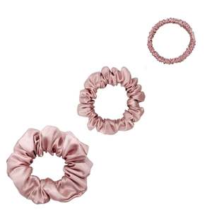 Silk Scrunchies Trio - Sweet Pink - Mini, Small, Medium