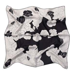 Monochrome Gardenia Pure Mulberry Silk Scarf Bandana