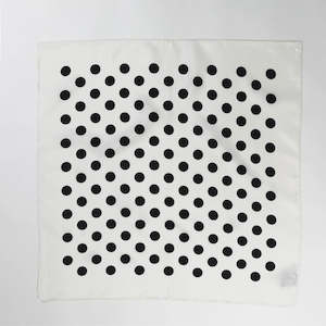 The Retro Dots - Twill Mulberry Silk Bandana - White