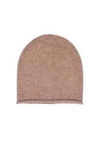 Clothing: Cashmere Unisex Roll-Edge Beanie - Chestnut