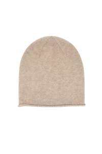 Cashmere Unisex Roll-Edge Beanie - Cream