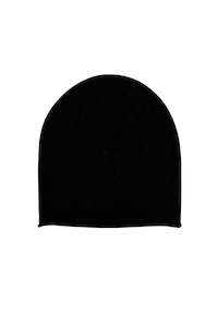 Cashmere Unisex Roll-Edge Beanie - Black