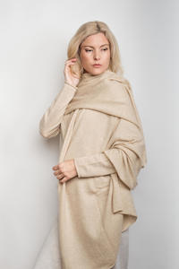 Versatile Pure Cashmere Wrap & Scarf - Cream