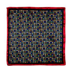 Multicolor H Letter Pure Mulberry Silk Scarf Bandana - Black