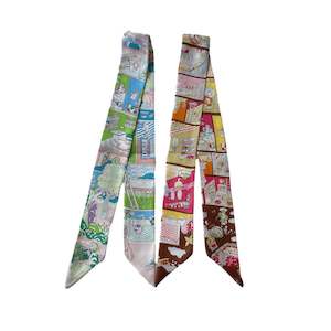 Clothing: Whimsical World Silk Twilly Scarf Pure Mulberry Silk Skinny Scarf