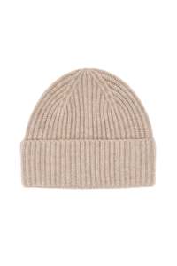 Clothing: Cashmere Unisex Striped Beanie - Cream