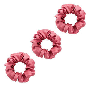 3 Pack Premium Mulberry Silk Scrunchies - Raspberry - Medium