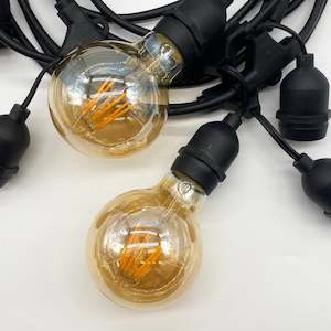 Internet only: G80 Amber Bulb | 10m 20 Bulbs | Drop Hang Dimmable Festoon Lights