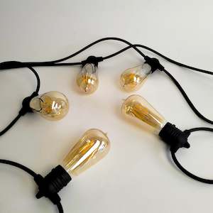 ST58 Amber Bulb | 10m 20 Bulbs | Flush Mount Dimmable Festoon Lights