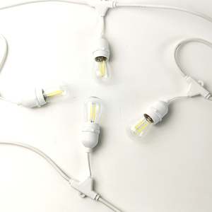 S14 Glass Bulb | 10m 10 Bulbs | Non Dimmable Drop Hang | White Cable