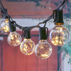 Solar G40 Copper Wire Festoon Lights | 7.6m 25 Bulbs