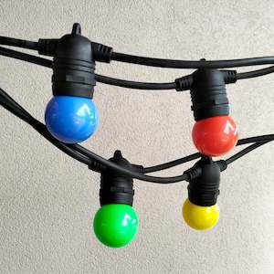 Internet only: G45 Colour Bulb | 10m 10 Bulbs | Flush Mount Festoon Lights