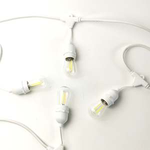 Internet only: S14 Clear Bulb White Cable | 10m 10 Bulbs | Drop Hang Dimmable Festoon Lights