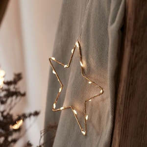 Small Gold Star Fairy Lights | 33cm x 34cm | Decorative Indoor