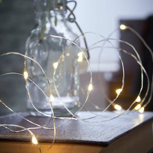 Internet only: Silver 5m Fairy Lights | Warm White | AA Battery | Decorative Indoor