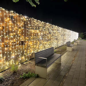 Outdoor Curtain Fairy Lights | 3m x 3m White Rubber Connectable | Pro Series