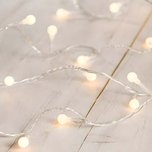 White Ball Fairy Lights | 40 LED Bulbs | Decorative Indoor