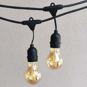 A19 Amber Bulb  | 15m 15 Bulbs | Drop Hang Dimmable Festoon Lights