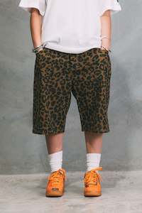 Baggy Denim Shorts - Leopard