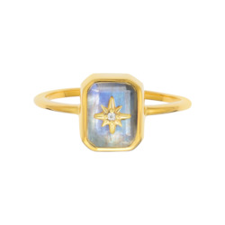 Rainbow Moonstone & Diamond Wish Upon A Star Ring