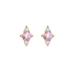 14kt Pink Sapphire Dainty Triage Studs