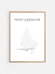 Interior design or decorating: POINT CHEVALIER, NZ HOMETOWN PRINT