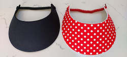 Sun Visors - Plain Black and Red and White Polka