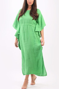 Linen Kaftan Dress - Lime