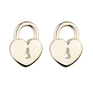 TINY HEART PADLOCK 14-carat gold stud earrings Lulu's Collective