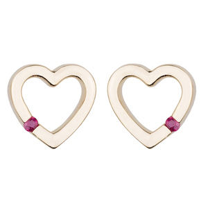 TINY OPEN HEART 14-carat gold and ruby stud earrings Lulu's Collective