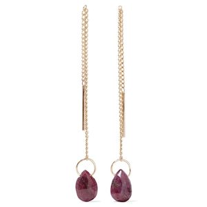 RUBY PULL THROUGH 14-carat gold chain earrings Lulu's Collective