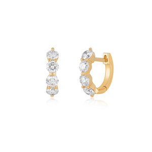 JUMBO PRONG SET DIAMOND 14 - carat gold mini huggie earring Lulu's Collective