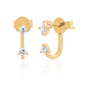 DOUBLE PRONG SET DIAMOND 14-carat gold single earring Lulu's Collective