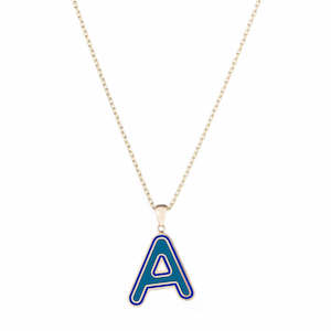 FRIDGE MAGENT INITIAL 14 - carat gold and enamel necklace Lulu's Collective