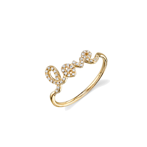 GOLD & PAVE DIAMOND LOVE 14-carat gold ring Lulu's Collective