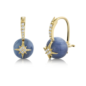 DIAMOND AND KYANITE STARBURST 14-carat gold earrings Lulu's Collective