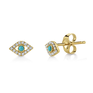 GOLD & DIAMOND MINI EVIL EYE 14-carat gold single stud earring Lulu's Collective