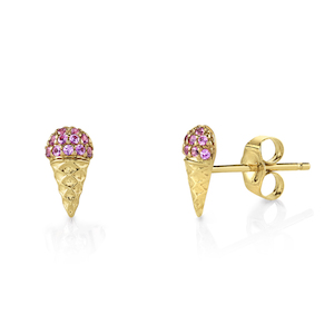 PINK SAPPHIRE ICE CREAM CONE 14-carat gold single stud earring Lulu's Collective