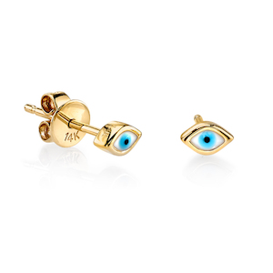 MINI ENAMEL EVIL EYE 14-carat gold single stud earring Lulu's Collective