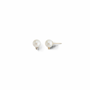 LARGE PEARL AND DIAMOND 14 - carat gold stud earrings Lulu's Collective